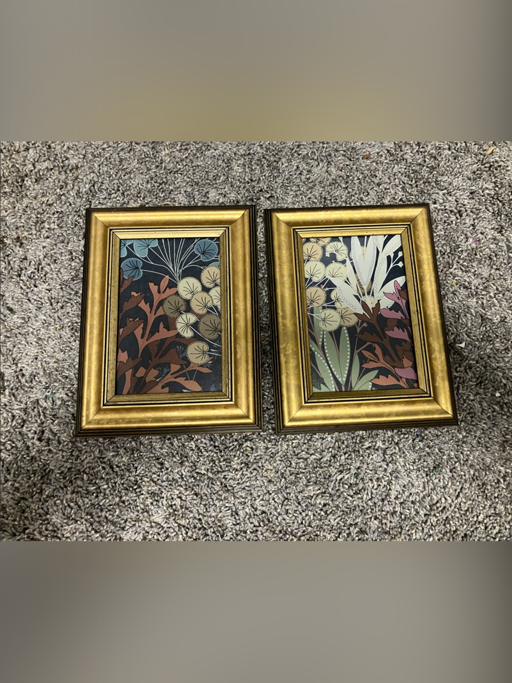 Pair of vintage 6 x 8 frames with  floral art.